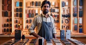 Retailer ordering wholesale mobile accessories online through Saddar App in Karachi.