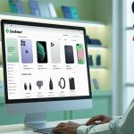 Mobile shop owner browsing Saddar App to purchase wholesale mobile accessories.